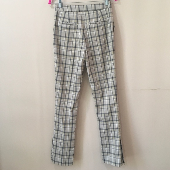 Zara flare pants Checked Plaid Trouser Beige Mid Rise size Xs new - Picture 4 of 10